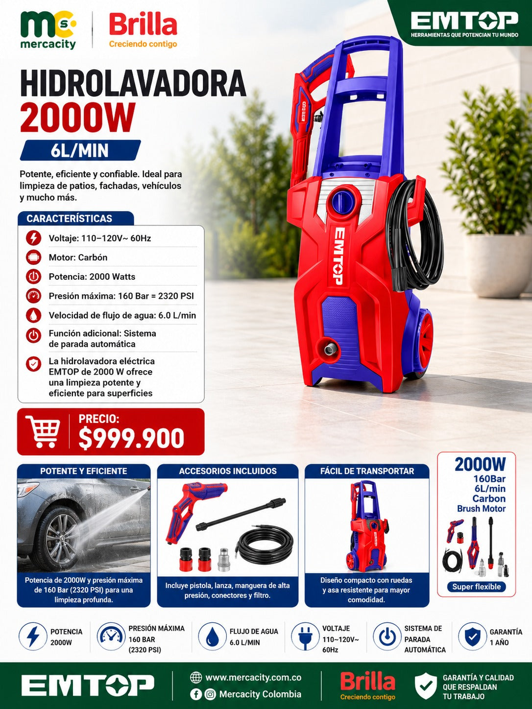 HIDROLAVADORA 2000W - Mercacity Colombia