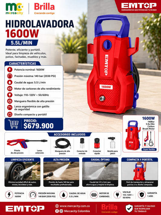 HIDROLAVADORA 1600W - Mercacity Colombia