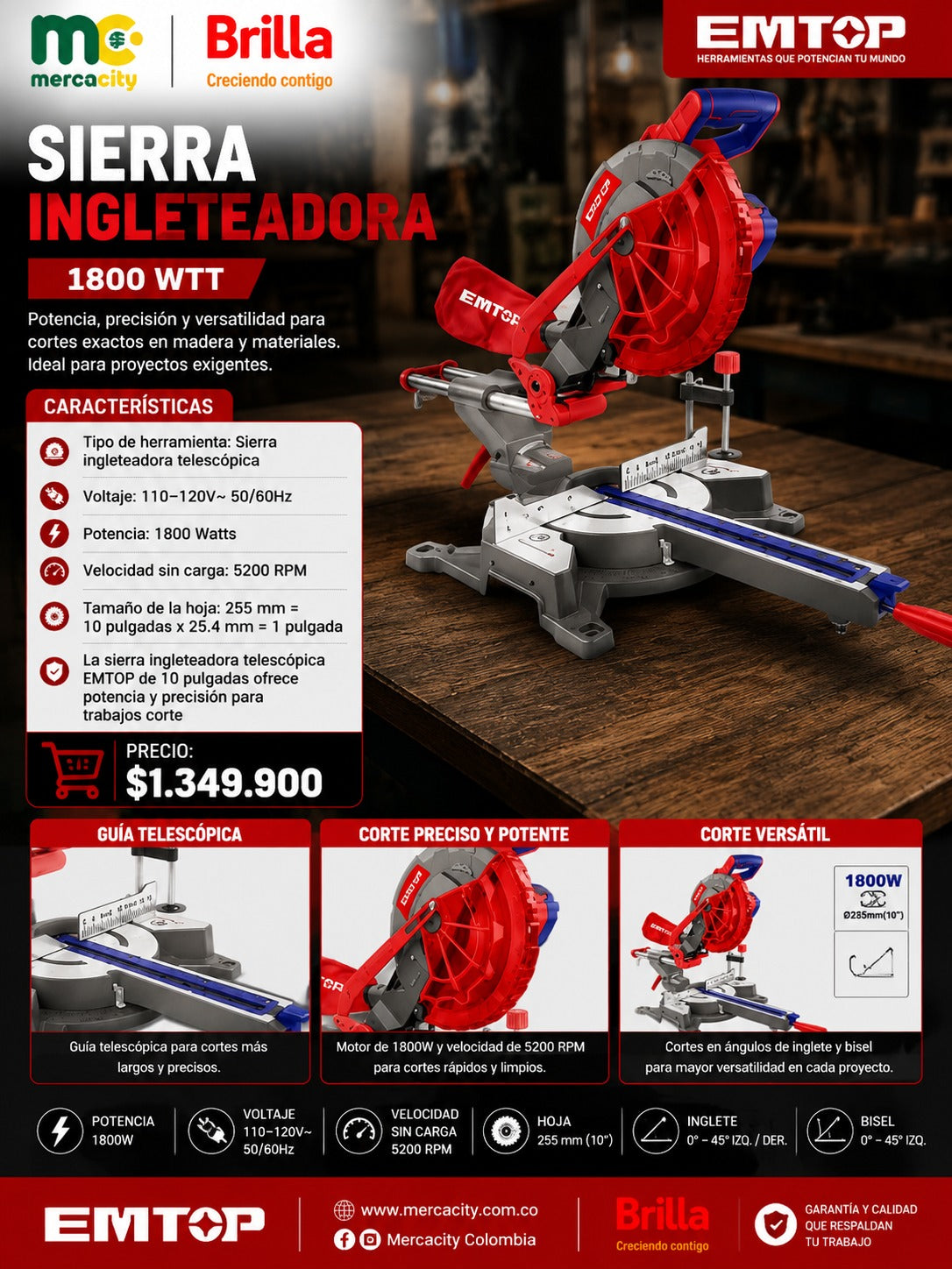 SIERRA INGLETEADORA 1800WTT - Mercacity Colombia