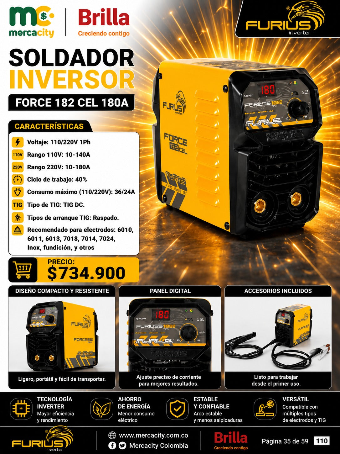 SOLDADOR INVERSOR FORCE 182 CEL 180A - Mercacity Colombia