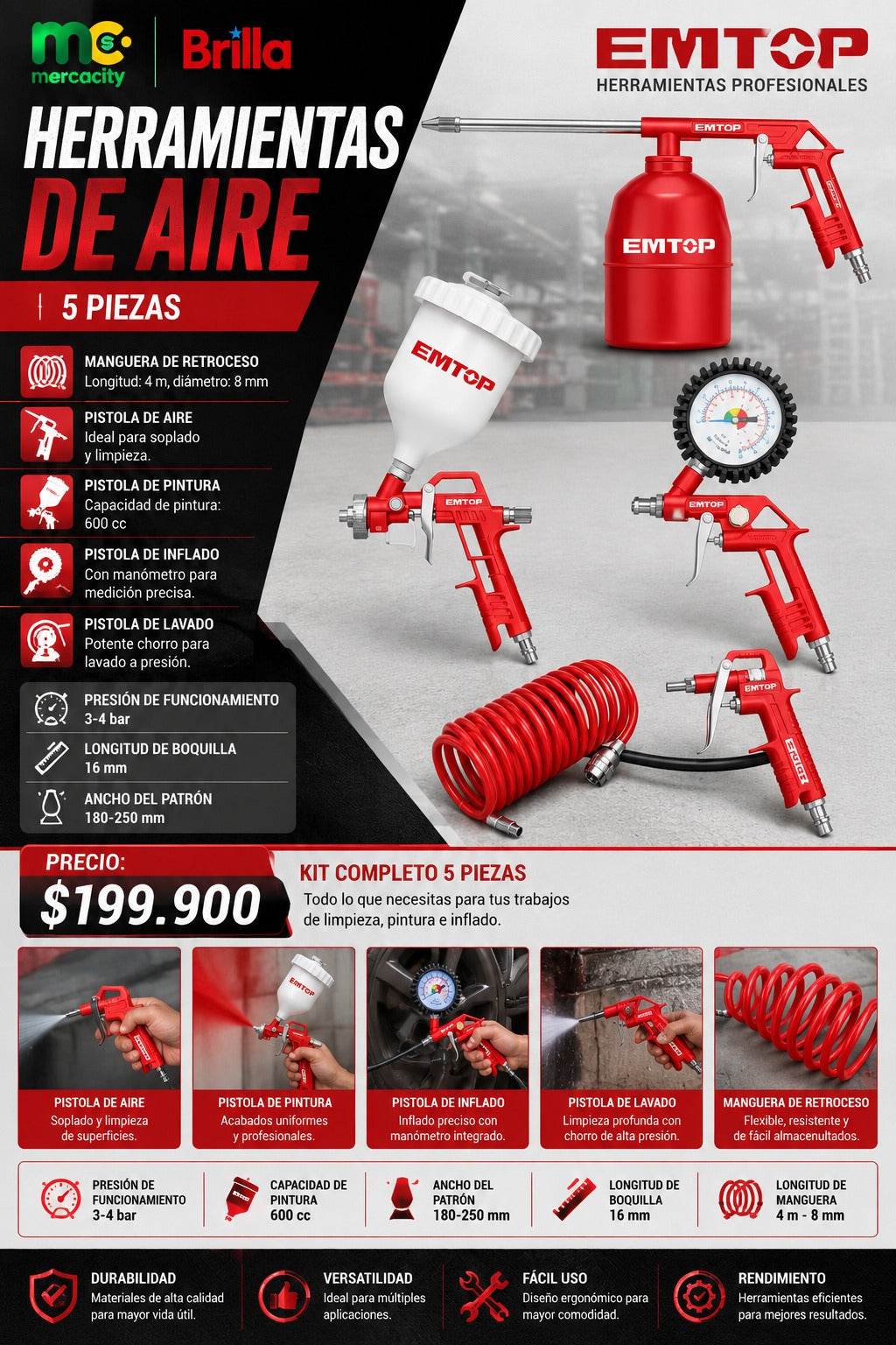 HERRAMIENTAS DE AIRE 5 PIEZAS EMPTO - Mercacity Colombia