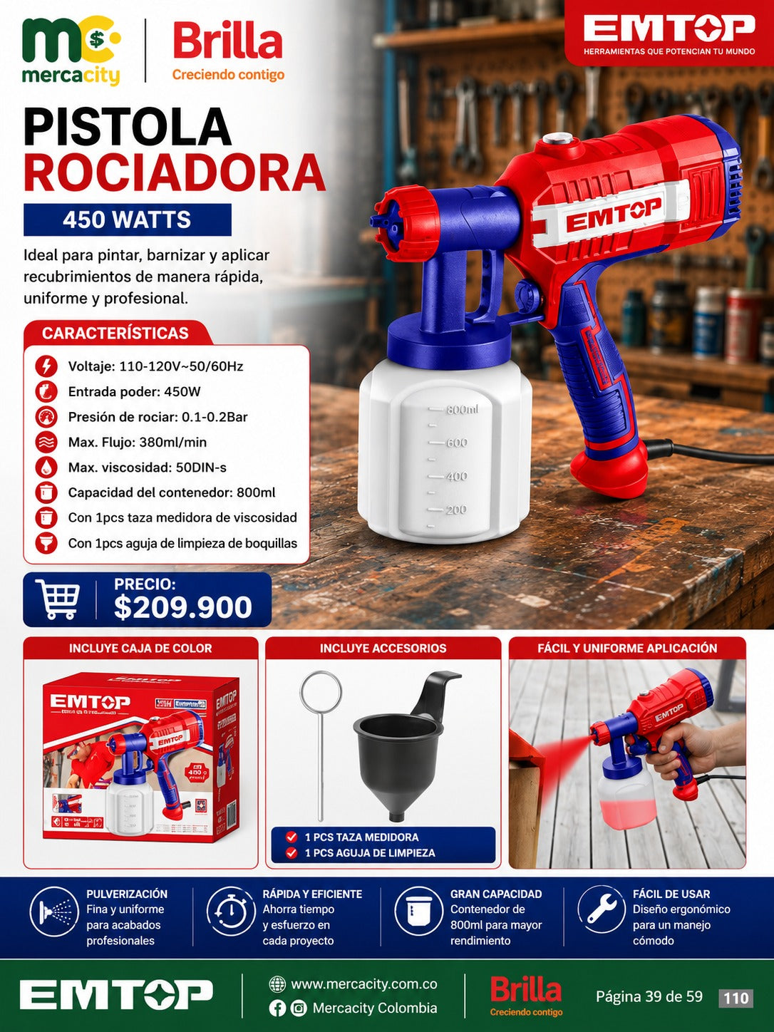PISTOLA ROCIADORA 450WATTS EMTOP - Mercacity Colombia