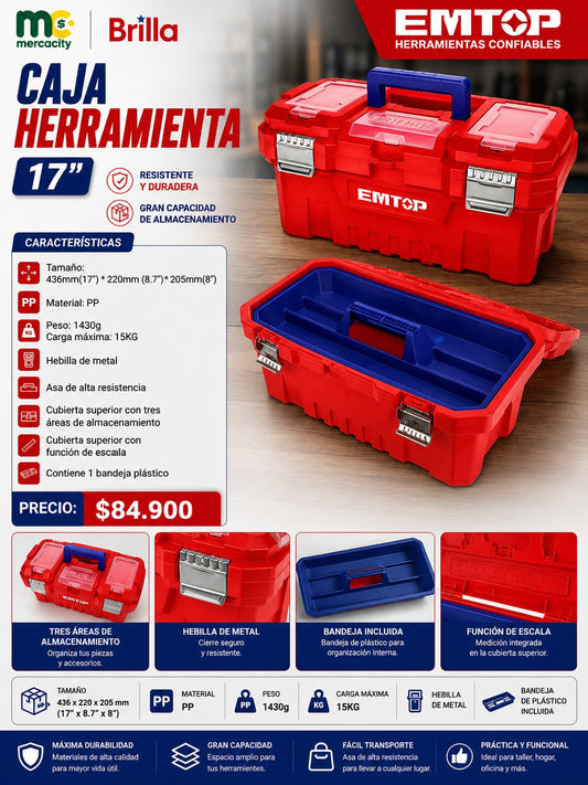 CAJA DE HERRAMIENTA 17" EMTOP - Mercacity Colombia