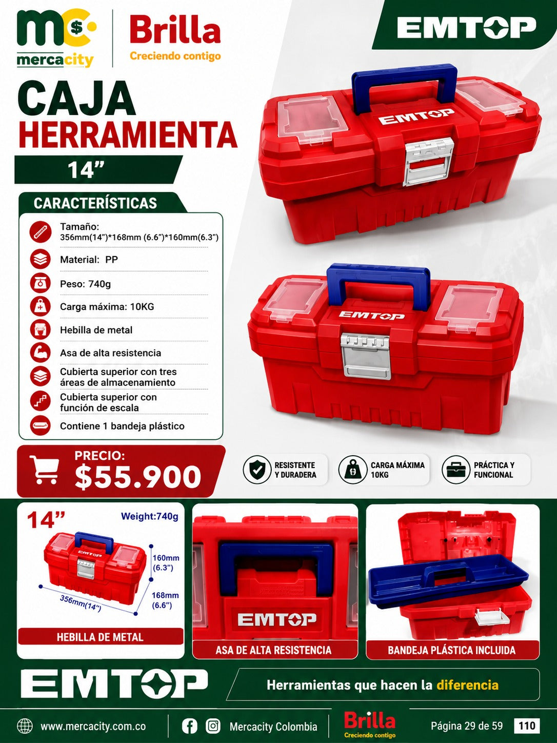 CAJA HERRAMIENTA 14" EMTOP - Mercacity Colombia