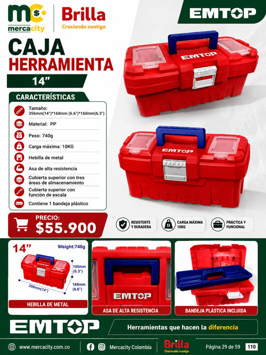 CAJA HERRAMIENTA 14" EMTOP - Mercacity Colombia