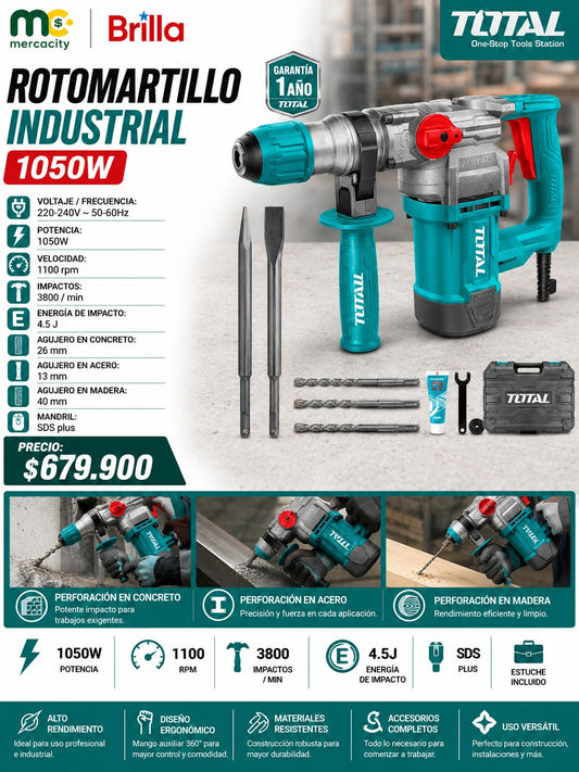 ROTOMARTILLO INDUSTRIAL 1050W TOTAL - Mercacity Colombia