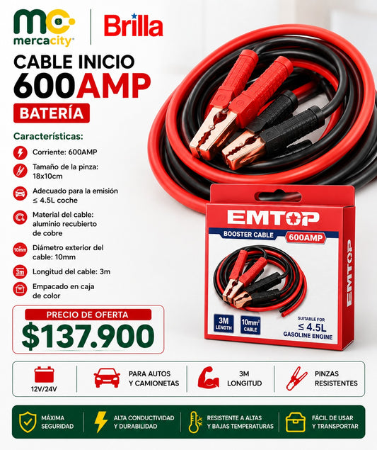 CABLES PASA CORRIENTE PARA CARRO 600AMP EMTOP - Mercacity Colombia