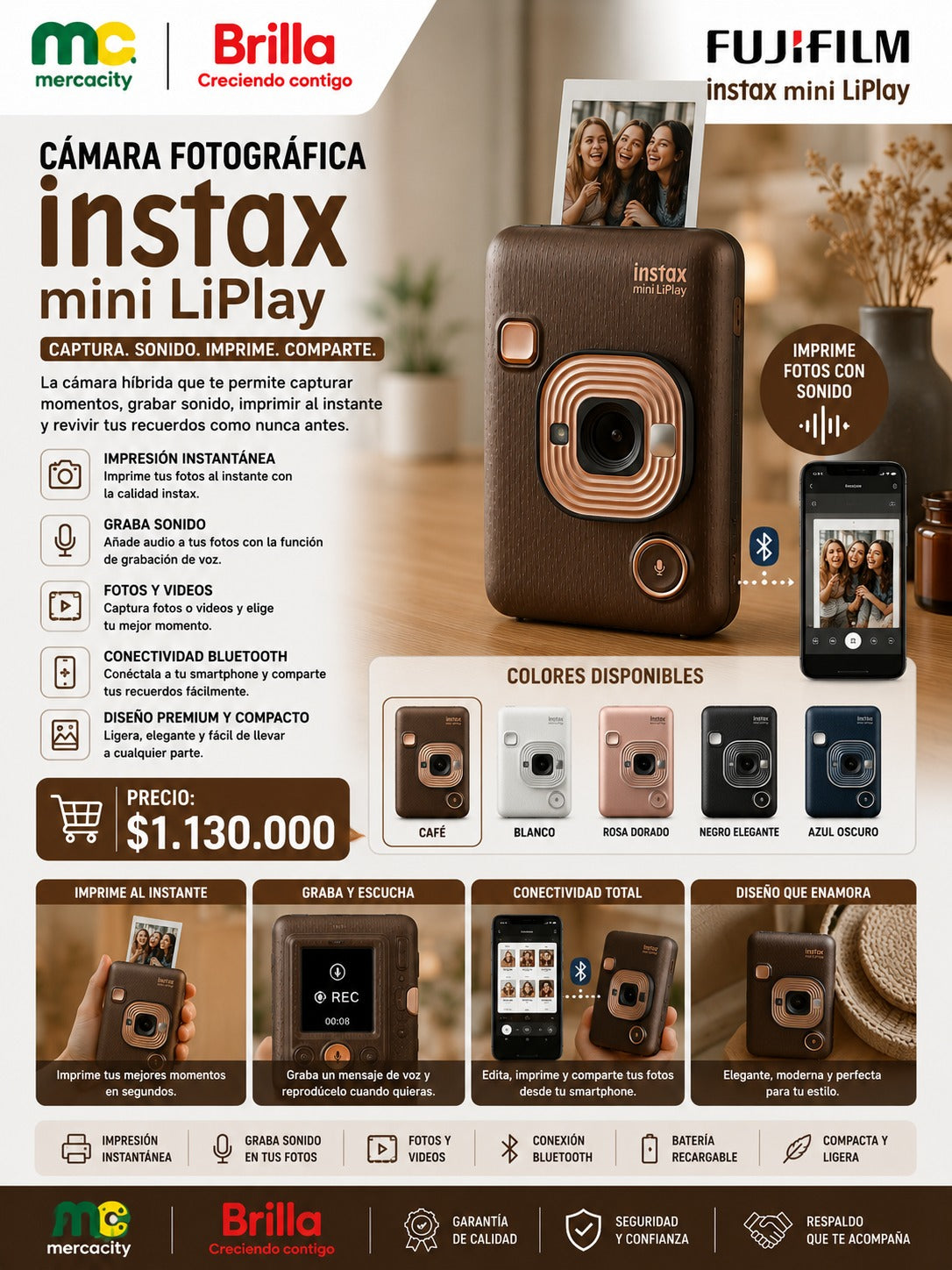CÁMARA FOTOGRAFICA INSTAX MINI LIPLAY - Mercacity Colombia