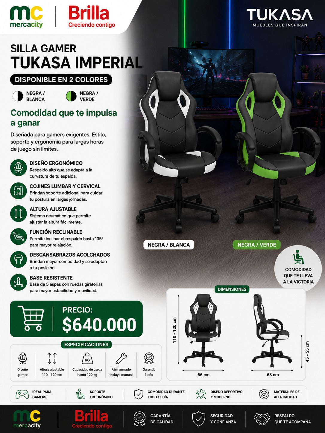SILLA GAMER TUKASA IMPERIAL - Mercacity Colombia