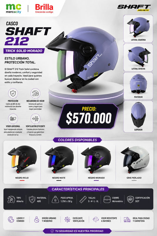 CASCO SHAFT 212 TRICK SOLID MORADO - Mercacity Colombia