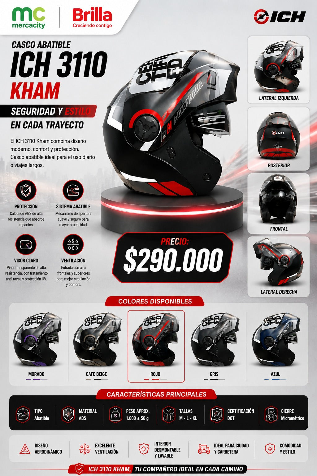 CASCO ABATIBLE ICH 3110 KHAM - Mercacity Colombia