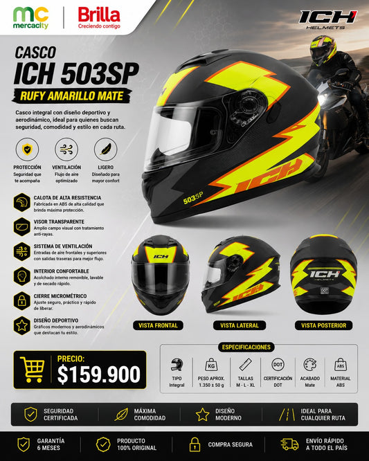 CASCO ICH 503SP RUFY AMARILLO MATE - Mercacity Colombia