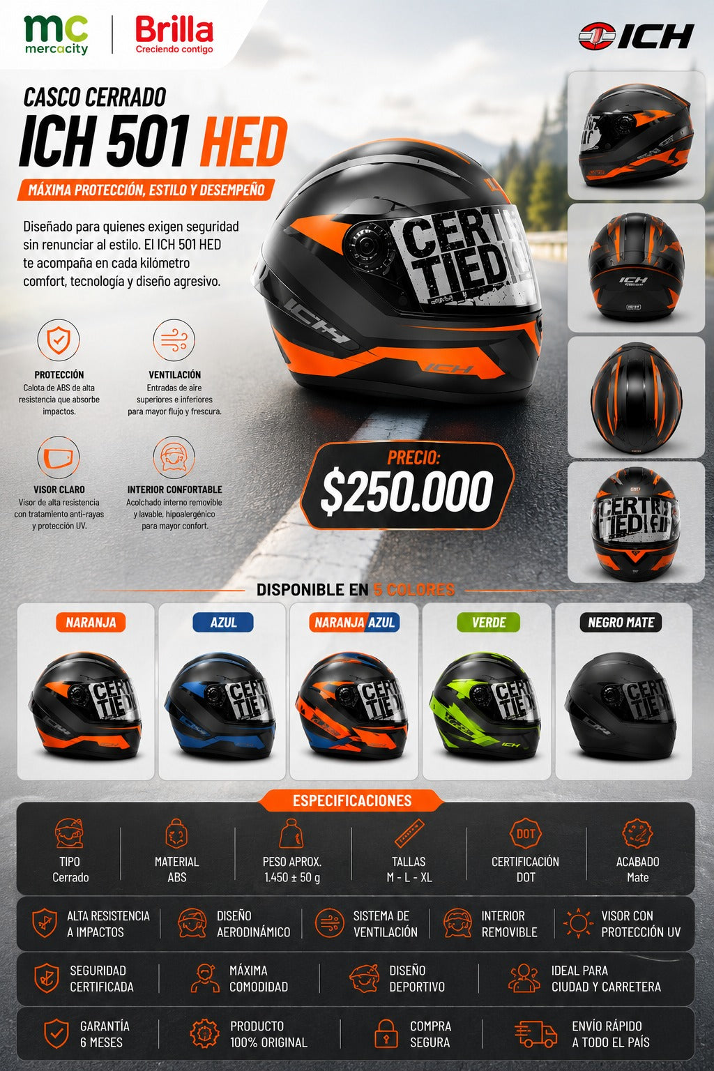 CASCO CERRADO ICH501 HED - Mercacity Colombia