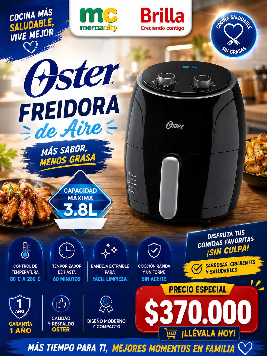 FREIDORA DE AIRE OSTER 3.8L - Mercacity Colombia