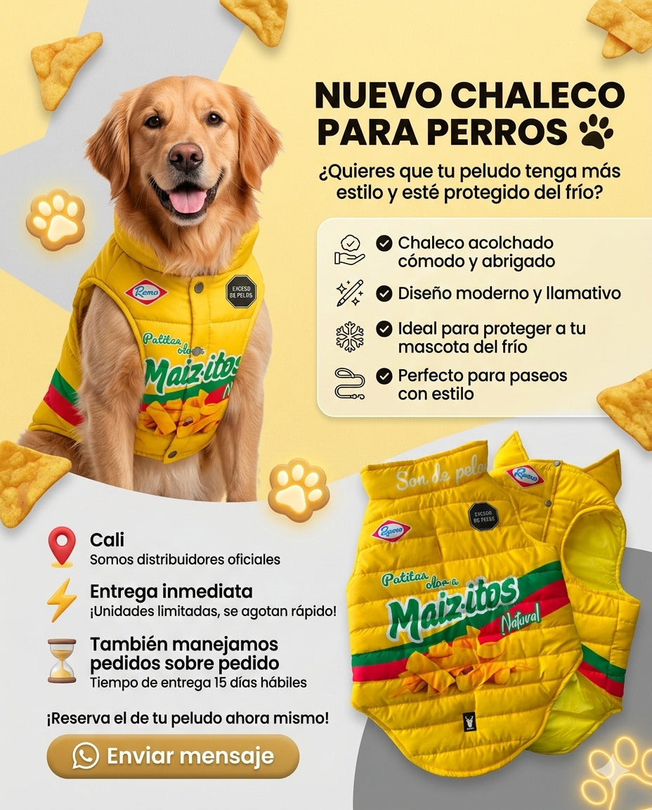 Chaleco para Perros Maizitos Amarillo - Mercacity Colombia