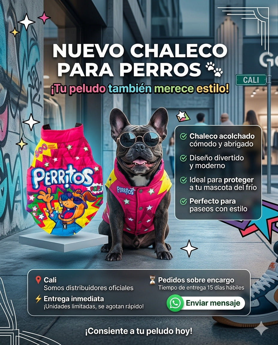 Chaleco Acolchado para Perros Perritos Pops Fucsia - Mercacity Colombia