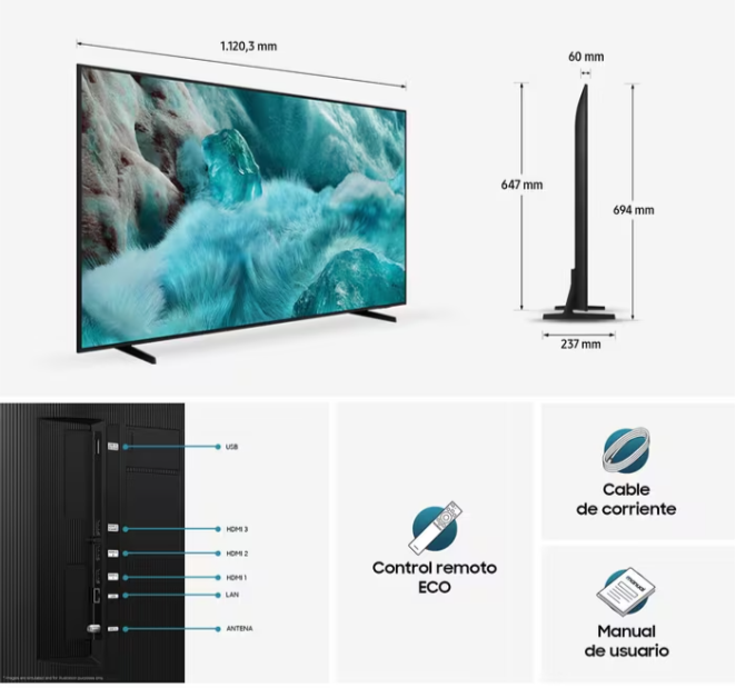 Televisor Samsung 50" QLED 4K Smart TV - 50Q70D | Inteligencia Artificial y Fluidez Extrema - Mercacity Colombia